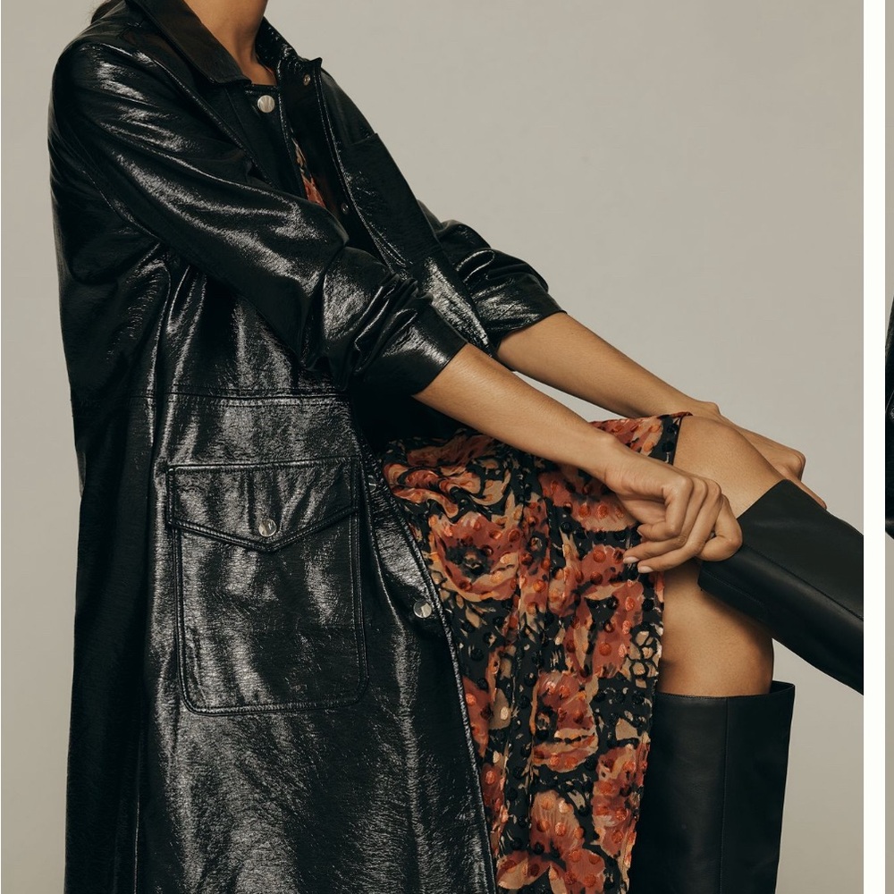 Anthropologie Crinkle Leather Coat